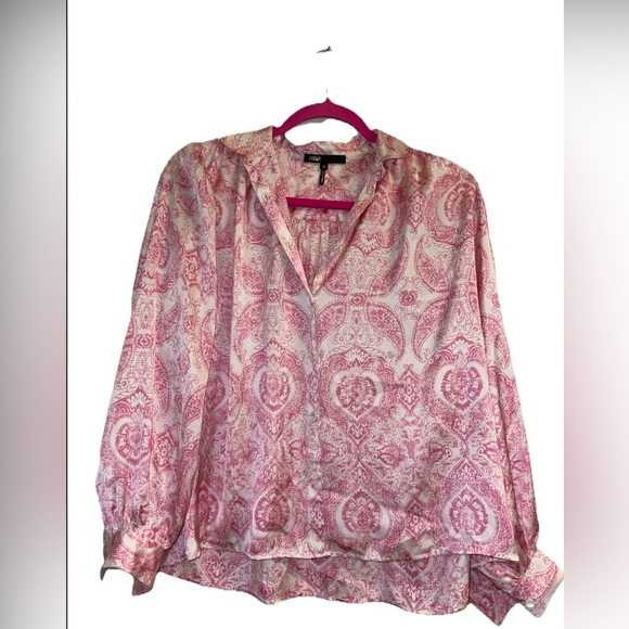 Maje Pink and White Long Sleeve Button Down Shirt - Picture 5 of 5